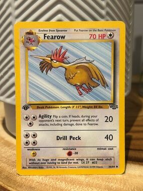 Pokemon Fearow, Vintage Card, 1999, 96, 98, Collectible, Fan Favorite